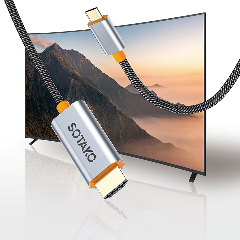 کابل تبدیل USB-C به HDMI مدل SOTYKO 4K انتقال تصویر با کیفیت فوق‌العاده، مناسب لپ‌تاپ، موبایل و تلویزیون‌های 4K