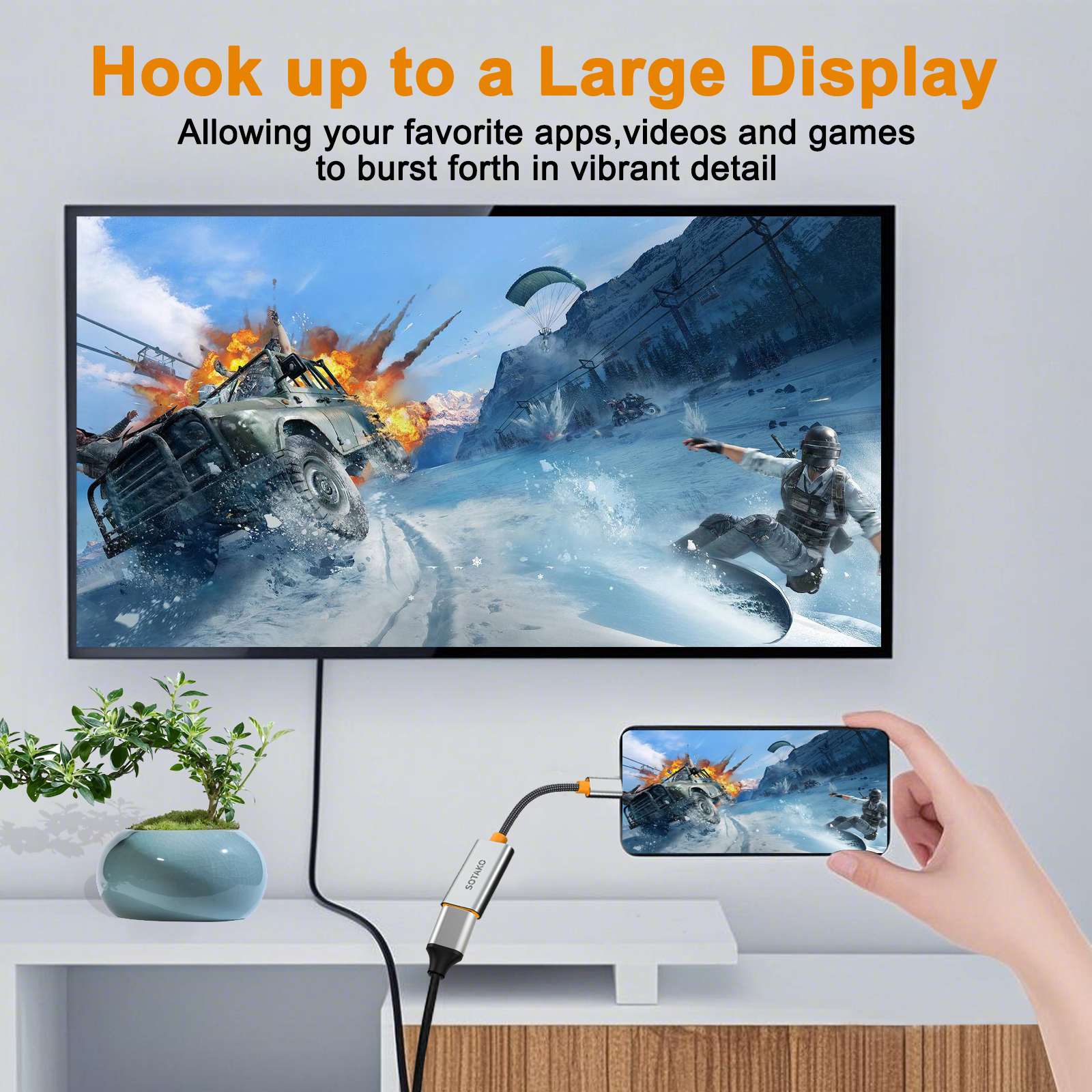 تبدیل Type-C به HDMI مادگی سوتاکو مدل 4K ST-CM0101– مناسب لپ‌تاپ، گوشی و مانیتور