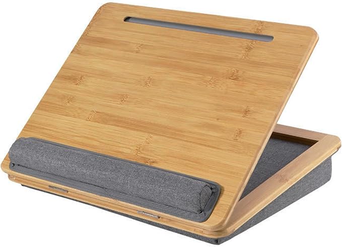 میز لپ‌تاپ بامبویی SANJIMO با پایه نرم، سبک و قابل‌حمل – مناسب استفاده روی تخت، مبل و زمین